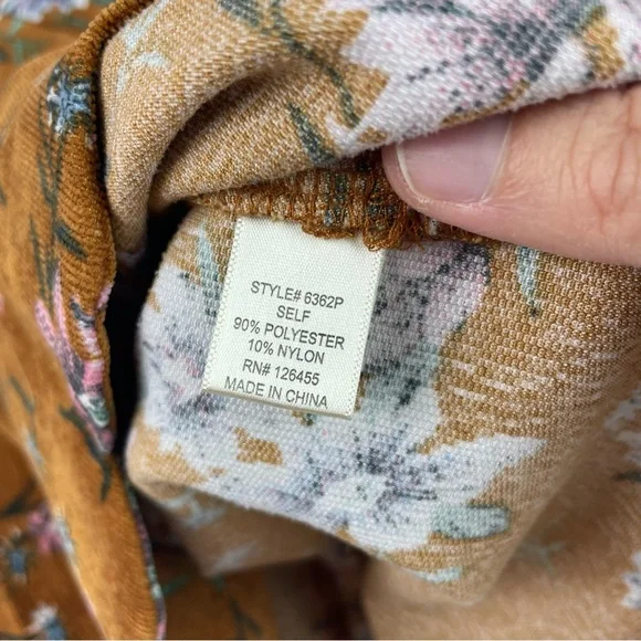 Chance Brown Pink Green Floral Scallop Skirt Women Medium - Picture 6 of 6